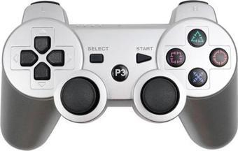 Cosmostech P3 Doubleshock PS3 Playstation 3 için Uyumlu Kablosuz Titreşimli Oyun Kolu Gamepad Joystick Controller Gümüş