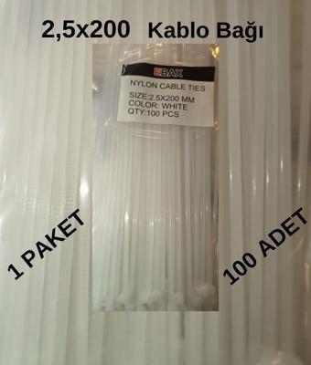 Ebax Kablo Bağı Cırt Kelepçe 200*2.5 (100 Ad.)