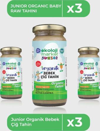 Ekoloji Market Organik Bebek Çiğ Tahin 230 Gr 3 Lü Paket Organic Baby Raw Tahini 230 Gr 3 Pack