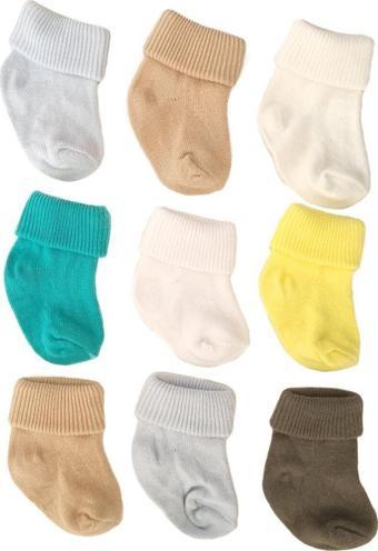 Olay Socks 9'Lu Pamuk Yenidoğan Hediyelik Kutulu Ekonomik Paket Bebek Çorap