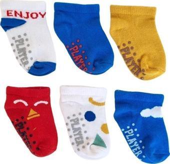 Olay Socks 6'Lı Bebek Ve Çocuk Altı Kaymaz Pamuk Patik Çorap Set