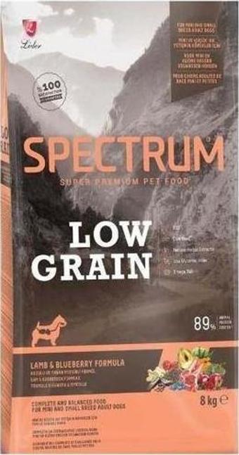 Spectrum Low Grain Kuzu Etli ve Yaban Mersinli Küçük Irk Yetişkin Köpek Maması 8 Kg