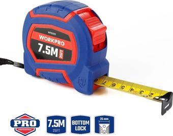 WORKPRO WP261010 7,5Mx25mm/25Ft. Naylon Kaplama Sarı Çelik Şerit Metre 