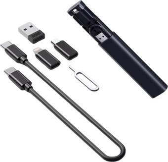 Polham Kutulu 5in1 60W Type C Kablolu , USB, Micro,İphone Dönüştürücü,Sim Kart Aparatlı Seyahat Seti