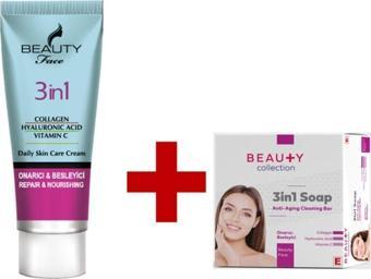 Beauty Collection Beauty Face Collagen + Hyaluronic Acıd + Vitamin C Bakım Kremi+b. Collection 3in1 Anti-aging Sabun