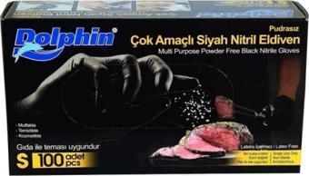 Dolphin Çok Amaçlı Pudrasız Siyah Nitril Eldiven (s) Beden