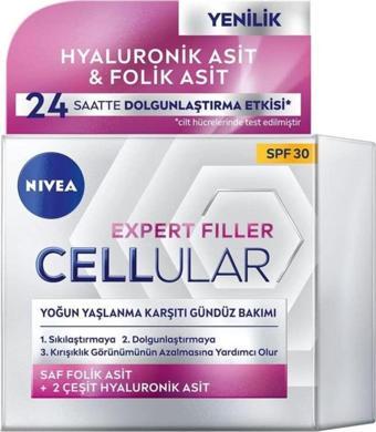 Nivea Expert Filler Yoğun Yaşlanma Karşıtı Gündüz Bakım Kremi SPF30 50ml,Hyaluronik Asit,Folik Asit