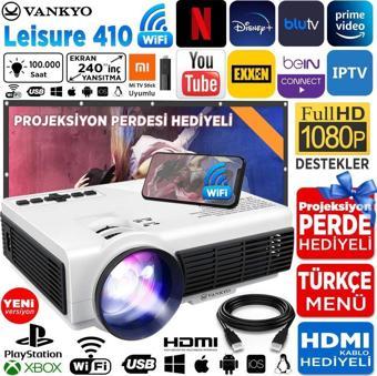 VANKYO Leisure 410 5G WiFi Projeksiyon Cihazı - 1080P Destekli - 240 İnç Yansıtma - Dahili Hoparlör - PS5/PS4/XBOX/HDMI