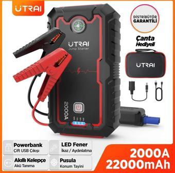 UTRAI Jstar One 22000mAh 2000A Jump Starter Taşınabilir Akü Takviye Cihazı ( Çanta + Pusula + Powerbank + Led Lamba)