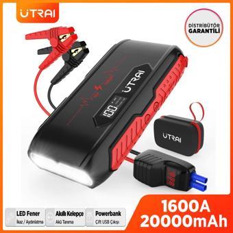 UTRAI Jstar 3 20000mAh 1600A Jump Starter LCD Ekranlı Taşınabilir Akü Takviye Cihazı ( Çanta + Powerbank + Led Lamba)