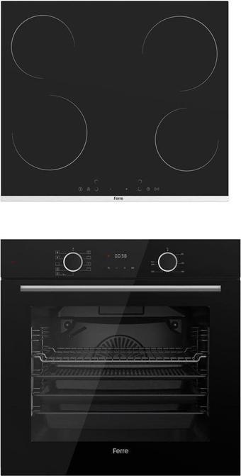 Ferre 2'Li Siyah Cam Ankastre Set Ms261 Vitroseramik Elektrikli Ocak - XE63CS Fryart Fırın