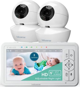 Babysense 5 Inc HD Bölünmüş Ekranlı Bebek Monitörü, 2 Kamera ve Ses Özellikli