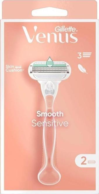 Gillette Venus Smooth Sensitive Tıraş Makinesi ve 2 Adet Yedek Başlık