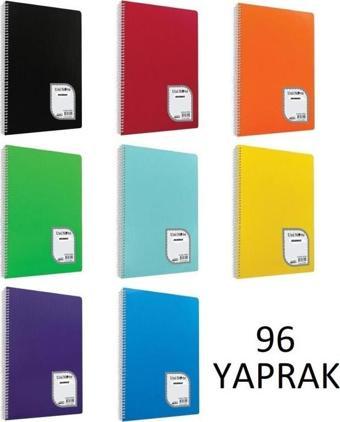 Colormaxi A4 PP Kapak Spralli 96 Yaprak Okul Defteri 8 Adet 4 Kareli + 4 Çizgili