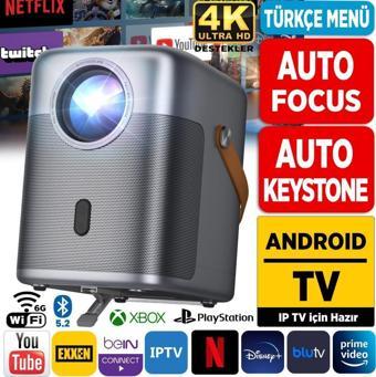 Vankyo H300A AndroidTV 4K Destekli Projeksiyon Cihazı+Auto Focus+Auto Keystone 6GWi-Fi+5.2Bluetooth 240''Yansıtma Gri