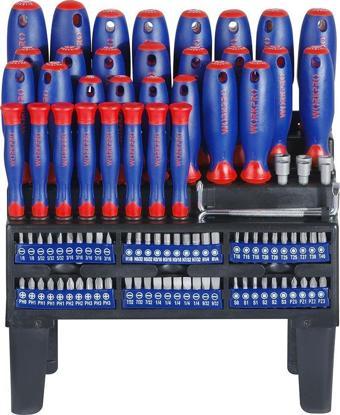 WORKPRO WP200507 100 Parça Duvar Askı Aparatlı Profesyonel CR-V Manyetik Tornavida ve Bits Uç Seti