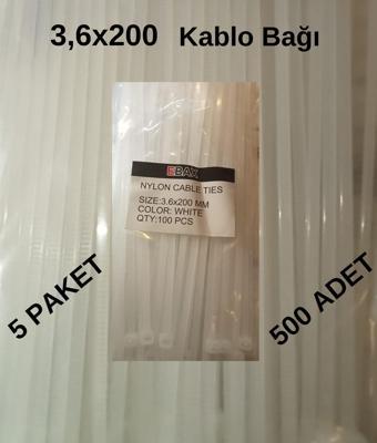 Ebax Kablo Bağı Cırt 5 Paket 200*3.6 (500 Adet)