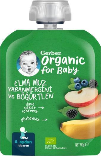 Gerber Organik Muzlu Yabanmersinli Böğürtlenli Elma Püresi 90g