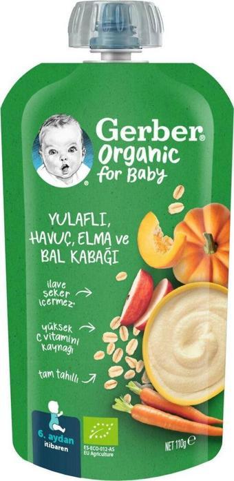 Gerber Organik Yulaflı Elma, Havuç Ve Balkabaklı Püre 110g