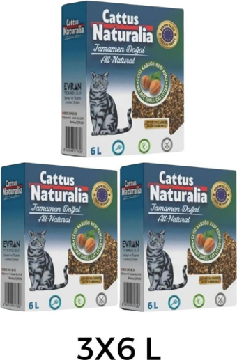 Cattus Naturalia Ceviz Kabuğundan Yapılmış Doğal Kedi Kumu 3'lü; Aktif Karbonlu, %100 Organik