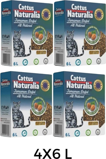 Cattus Naturalia Ceviz Kabuğundan Yapılmış Doğal Kedi Kumu 4'lü; Aktif Karbonlu, %100 Organik