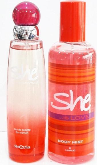 She Special Kırmızı 50 ml Edt + 150 ml Vücut Sprey Bayan Parfümü