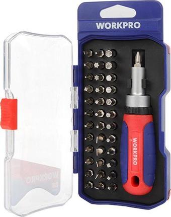 WORKPRO WP200517 38 Parça Profesyonel CR-V Cırcırlı Bits Tornavida Seti