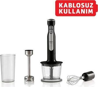 Arzum Ar1127 Freestick Şarjlı Kablosuz El Blender Seti Çırpma ,Karıştırma, Paslanmaz Çelik Siyah