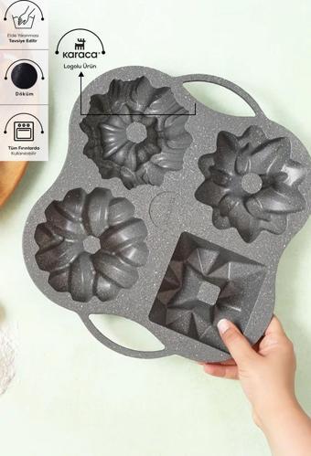 Karaca Cake Pro 4'Lü Antrasit Döküm Kek Kalıbı