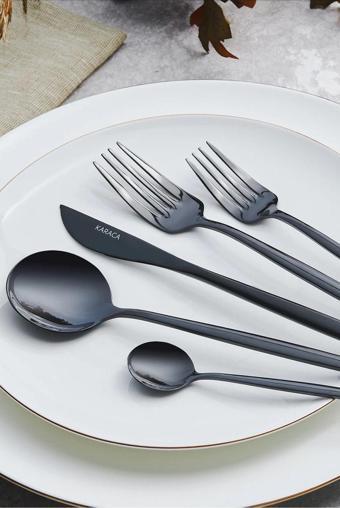 Karaca Orion Black 30 Parça 6 Kişilik Çatal Kaşık Bıçak Seti Siyah