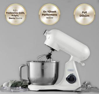 Karaca Powercast Chef Döküm Stand Mikser Cream Mutfak Şefi 1800W 6,2 Lt