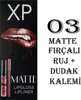 XP Matte Lip Gloss 03 Fırçalı Mat Ruj + Dudak Kalemi