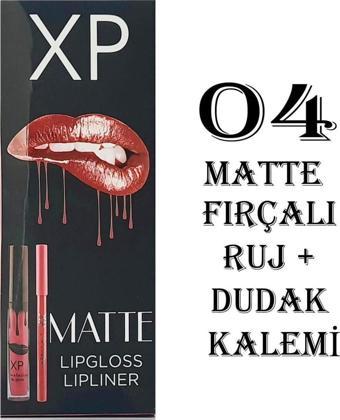 XP Matte Lip Gloss 04 Fırçalı Mat Ruj + Dudak Kalemi