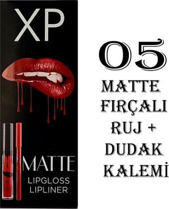 XP Matte Lip Gloss 05 Fırçalı Mat Ruj + Dudak Kalemi