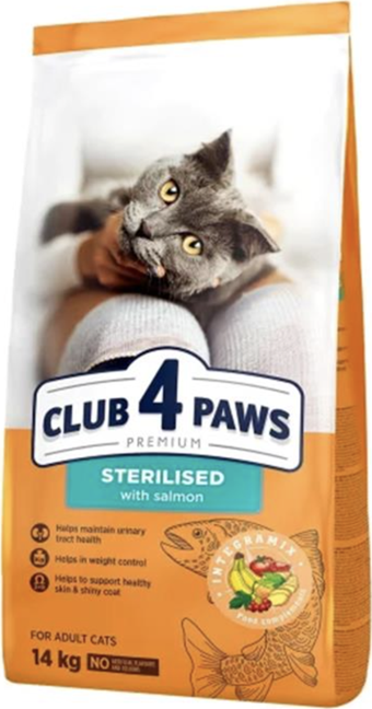 Club4Paws Premium Sterilised Kısırlaştırılmış Somonlu Yetişkin Kedi Maması 14 Kg 