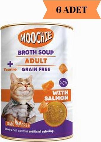 Moochie Broths Soup Somonlu Tahılsız Yetişkin Kedi Çorbası 135ML x 6 Adet