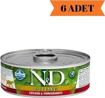 N&D Prime Tahısız Tavuk & Nar Yetişkin Kedi Yaş Maması 70 Gr x 6 Adet
