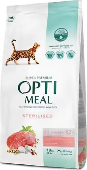 Optimeal Super Premium Sterilized Dana Etli ve Sorgumlu Kısırlaştırılmış Yetişkin Kedi Maması 10 Kg