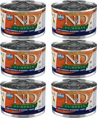 N&D Pumpkin Kuzu ve Yabanmersinli Tahılsız Mini Irk Yavru Köpek Konservesi 140 Gr x 6 Adet