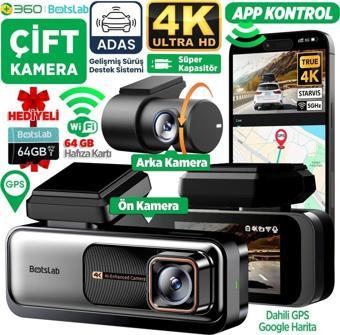 360+ Botslab G980H Pro ADAS Ön Kamera Gerçek 4K UHD Arka 2K QHD 170° Geniş Açı Lens Gece Görüşü Dahili Gps Modülü Akıllı Araç İçi Kamera (64GB HAFIZA KARTI HEDİYELİ)