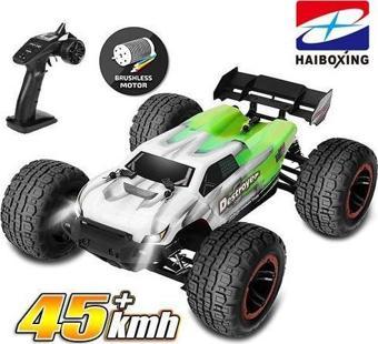 HAIBOXING RC 1/16 Destroyer 45+KM/H Kumandalı RC Model Araba RTR Elektrikli 4WD Brushless Fırçasız Truggy Truck (Yeşil)