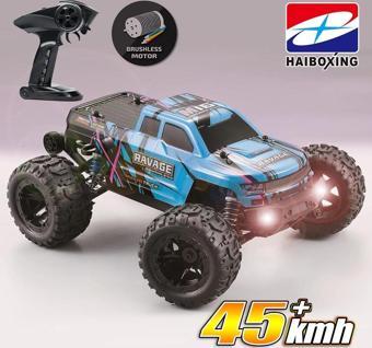 HAIBOXING RC 1/16 Ravage 45+ KM/H Kumandalı RC Model Araba RTR Elektrikli 4WD Brushless Fırçasız Offroad Truck (Mavi)