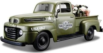 Maisto 1/24 1948 Ford F-1 Pickup Harley Davidson Model Araba