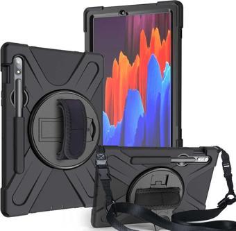 Samsung Galaxy Tab S8 X700 Kılıf Yatay Standlı ve Askılı Amazing Defender Zırh Özellikli Kılıf