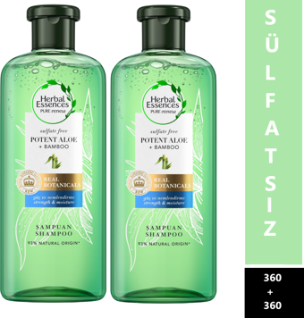 Herbal Essences Aleo +Bambu Özlü Sülfatsız Şampuan 380x2Adet