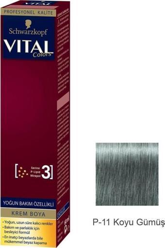 Vital Tüp Saç Boyası P11 Koyu Gümüş + Oksidan Sıvı 50 Ml