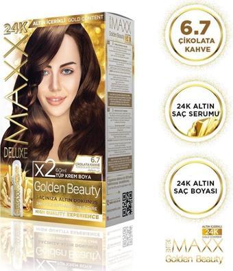 MAXX DELUXE Golden 24K Altın Içerikli Saç Boyası 6.7 Çikolata Kahve 2 Boyama