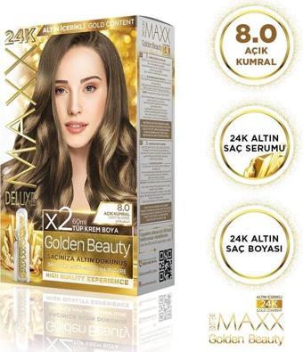 MAXX DELUXE Golden 24K Altın Içerikli Saç Boyası 8.0 Açık Kumral 2 Boyama