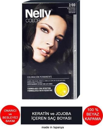 Nelly Jojoba ve Keratinli Saç Boyası 2.00 Siyah