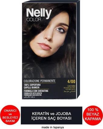 Nelly Jojoba ve Keratinli Saç Boyası 4.00 Orta Kestane